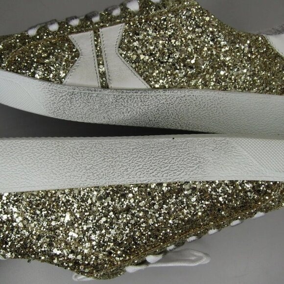 NEW KOIO Fabro Stardust Low Top Sneakers Shoes Gold Glitter Leather Size 7 - Picture 6 of 10
